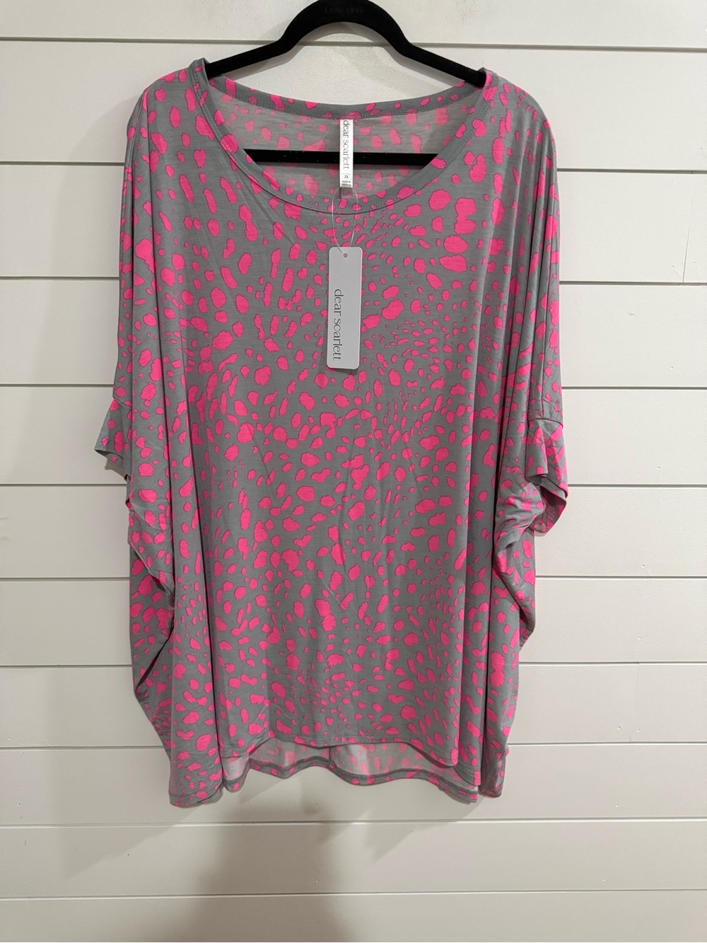 Dear Scarlett Gray Tunic with Hot Pink Abstract Spots